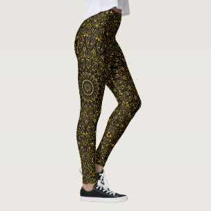 Golden Mandala Pattern with Radiant Symmetry Leggings