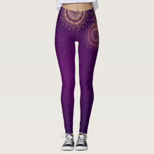 golden mandala purple Leggings