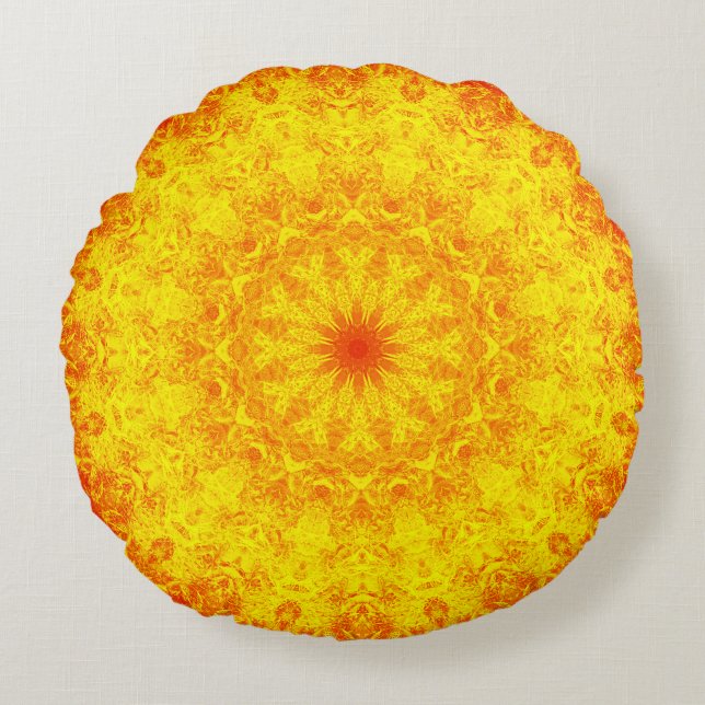 Golden Mandala Round Pillow (Front)