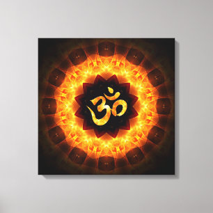 Golden Mandala with OM Canvas Print