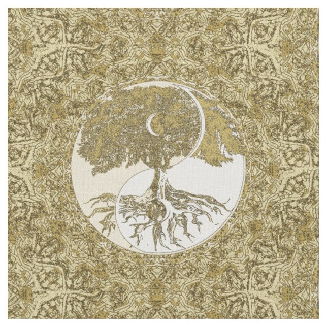 Golden Mandala Yin Yang Fabric (Close Up)