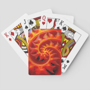 Golden Mandelbrot Set With Fern Accents Playing Cards