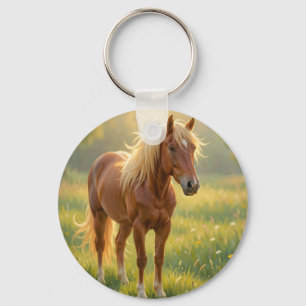 Golden Mane Horse Wildflower Meadow Keychain