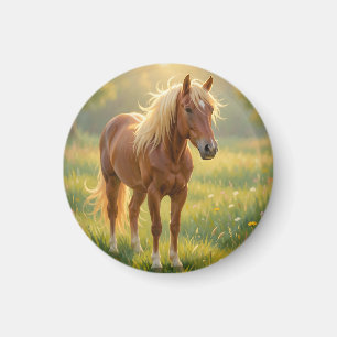 Golden Mane Horse Wildflower Meadow Magnet