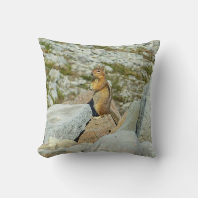 Golden-Mantled Ground Squirrel at Mount Rainier Throw Pillow (Front)