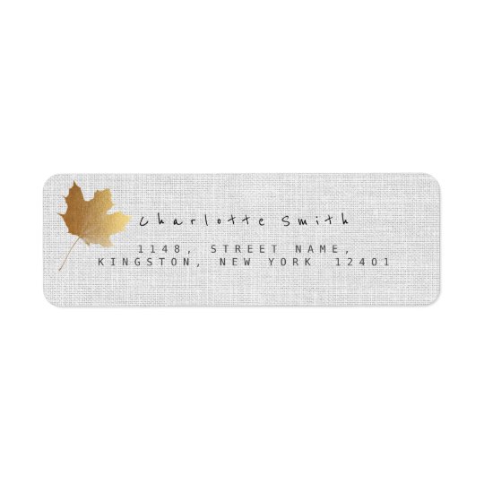 Golden Maple Leaf Linen Return Address Labels