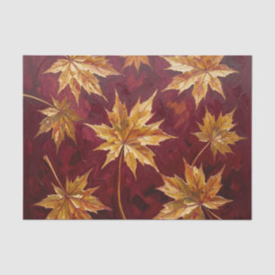 Golden Maple Leaves Autumn Painting Tissue Paper