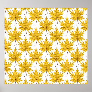 Golden Maple Leaves Autumn Pattern Poster