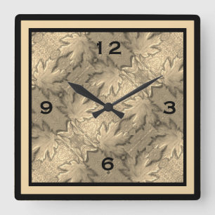 Golden Maple leaves Wall Clock