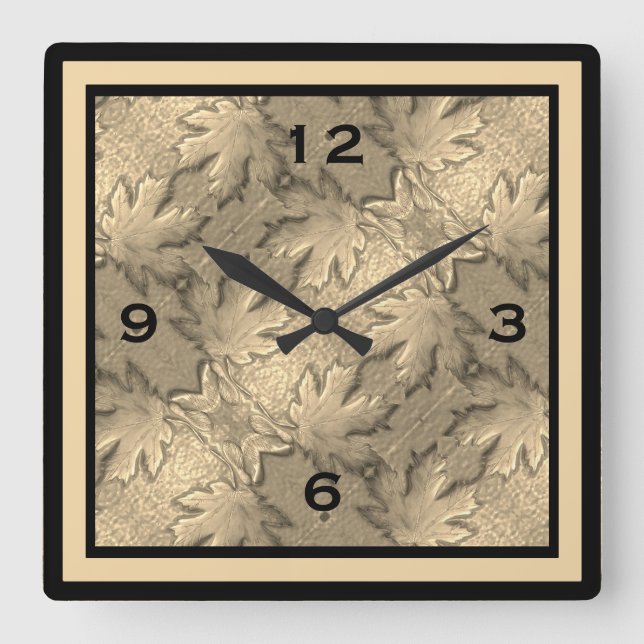 Golden Maple leaves Wall Clock (Front)