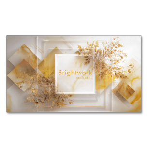 Golden Marble Abstract Geometric Foliage Magnetic Business Card