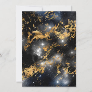 Golden Marble Dark Starry Night Space Lover Galaxy Thank You Card