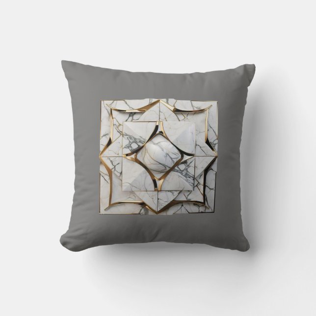 "Golden Marble Elegance Throw Pillow" Pillow (Front)