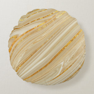 Golden marble: luxurious texture background. round pillow