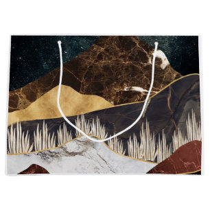 Golden Marble Mountain Under Starry Sky Large Gift Bag