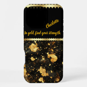 Golden marble patterns in cosmic space iPhone 16 pro max case