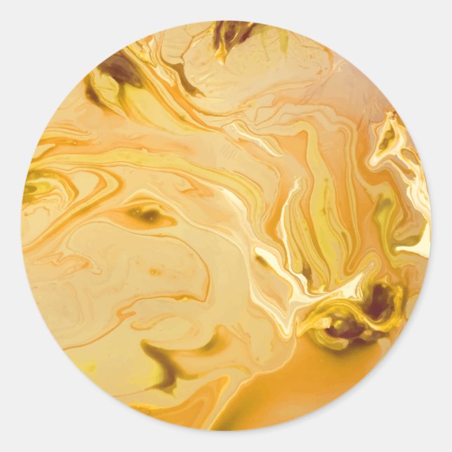 Golden Marble Texture Classic Round Sticker (Front)