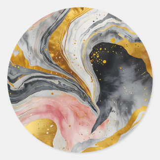 Golden Marble Whirls Classic Round Sticker