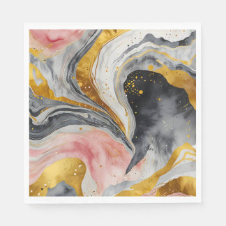 Golden Marble Whirls Napkin