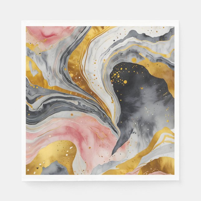 Golden Marble Whirls Napkin (Front)