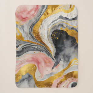 Golden Marble Whirls Sherpa Blanket
