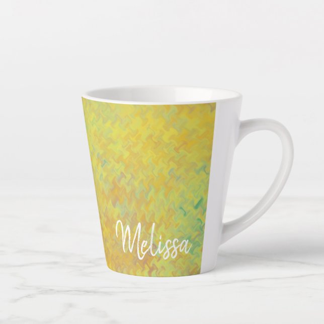Golden Marbled Paper Look Personalized Latte Mug (Right)