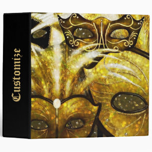 Golden Mardi Gras Masks Binder