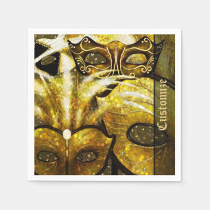 Golden Mardi Gras Masks Napkins