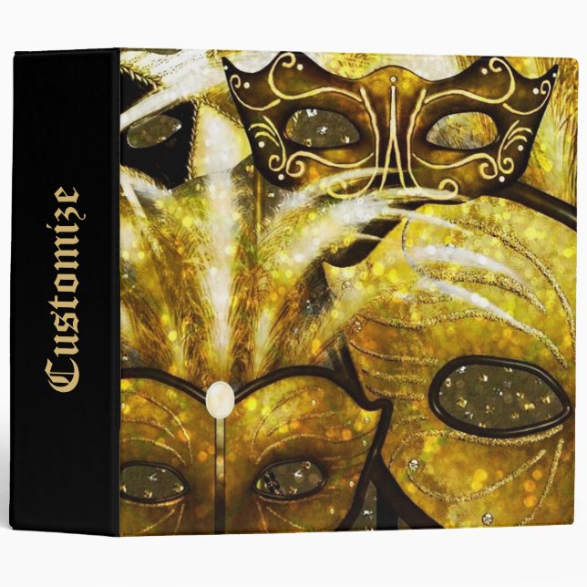 Golden Mardi Gras Masques Classeur (Devant/Côté)