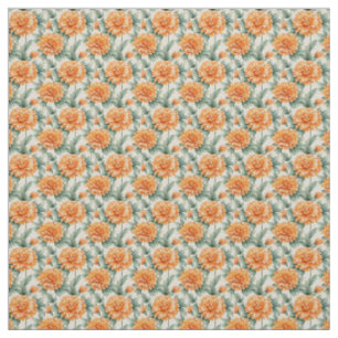 Golden Marigold Bloom Vintage Botanical Charm Fabric