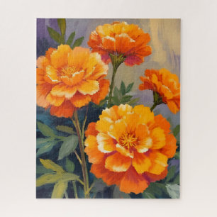 Golden Marigolds   Watercolor Flowers Floral Jigsaw Puzzle