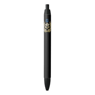 Golden masonry symbol black ink pen