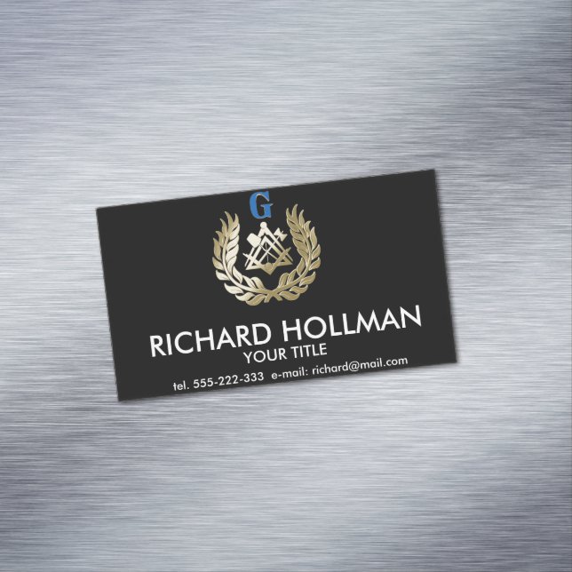 Golden masonry symbol 	Magnetic business card (In Situ)