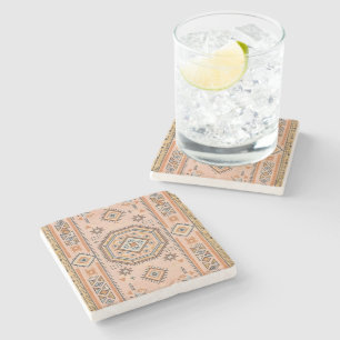 Golden Maze – Modern Moroccan Geometry Stone Coaster