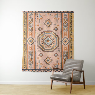 Golden Maze – Modern Moroccan Geometry Tapestry