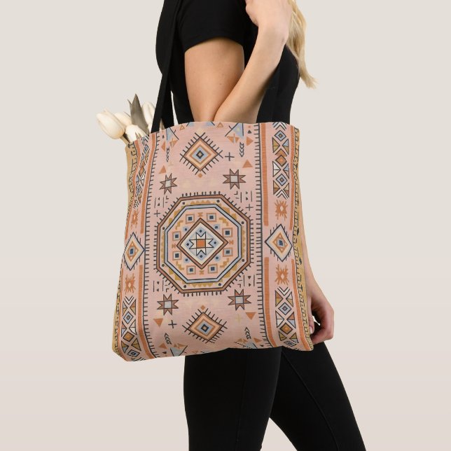 Golden Maze – Modern Moroccan Geometry Tote Bag (Close Up)