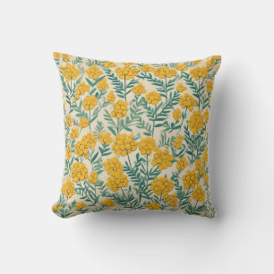 Golden Meadow: Cheerful Tansy Blooms Throw Pillow