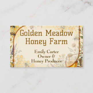 Golden Meadow Honey Farm Queen Bee Wildfowers Chic Business Card