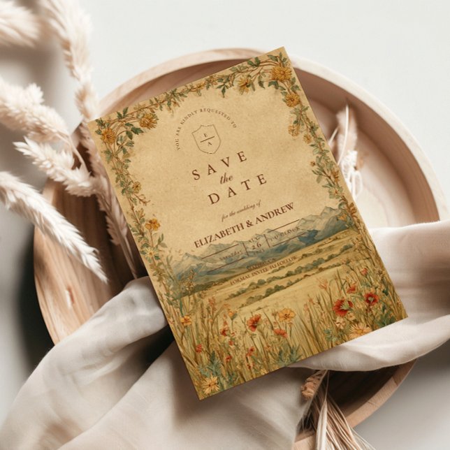 Golden Meadow Mountain Wedding Save The Date (Creator Uploaded)