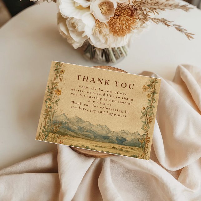 Golden Meadow Mountain Wedding Thank You Card (Creator Uploaded)