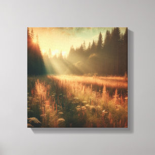 Golden Meadow Serenity – Vintage Canvas Art