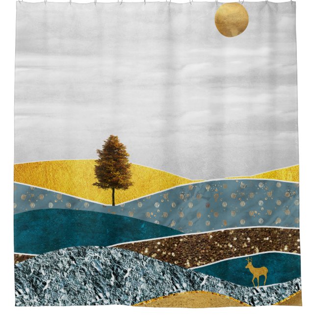 Golden Meadow with Tree and Deer (Front)