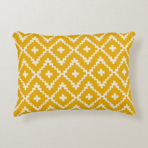 Golden Medina: Yellow Andalusian Moroccan Geometry Accent Pillow
