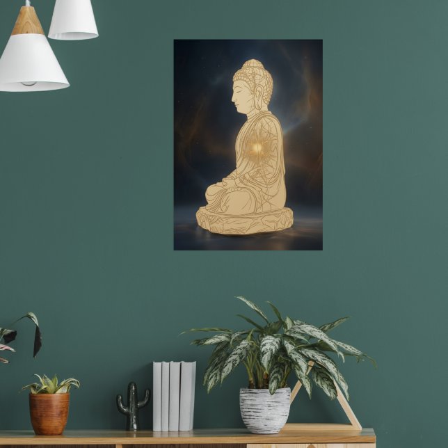 Golden Meditating Buddha Art Print | Spiritual Glo (Living Room 1)