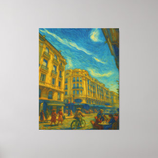 Golden Mediterranean City Vibes – Vibrant Urban Ar Canvas Print