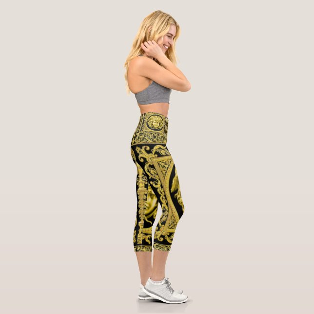 Golden Medusa Classical  Capri Leggings (Right)