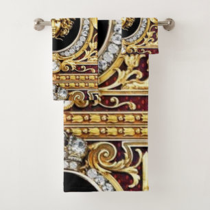 Golden Medusa Gems Gift Guest Towel Set
