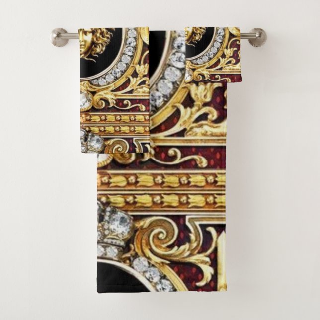 Golden Medusa Gems Gift Guest Towel Set (Insitu)