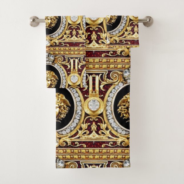Golden Medusa Gems Guest Towel Set (Insitu)