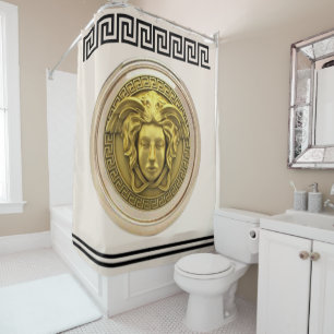 Golden Medusa / Gorgon Greek Key Beige and Black